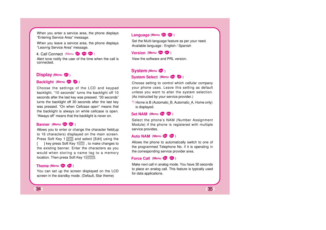 LG Electronics TM510 manual Display Menu 