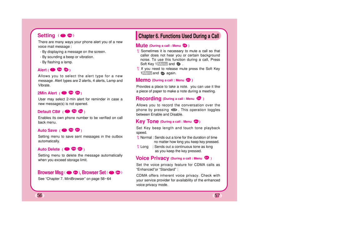 LG Electronics TM510 manual Setting 