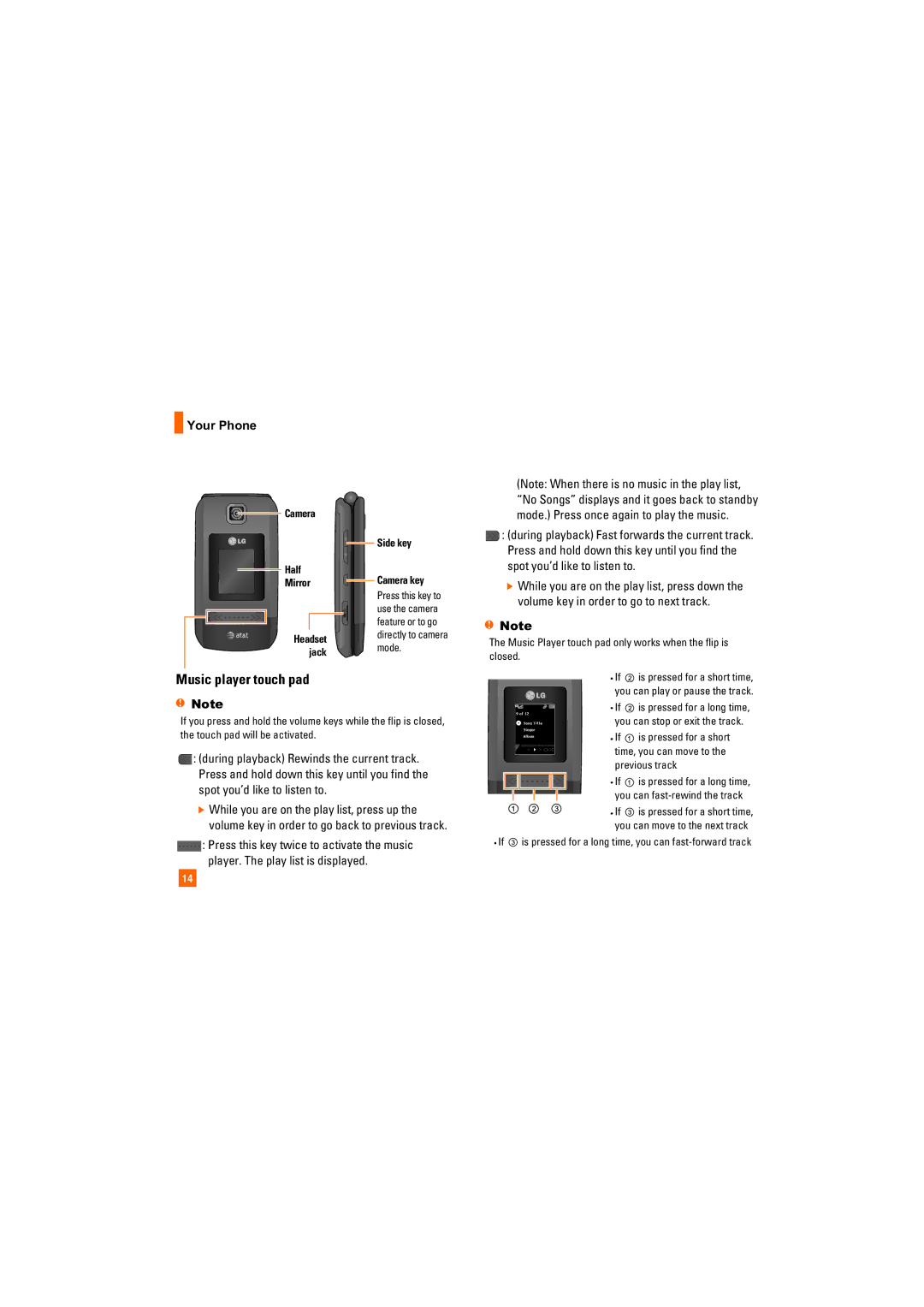 LG Electronics Trax-Gray manual Music player touch pad, Camera Side key Half Camera key Mirror, Headset, Mode, Jack 