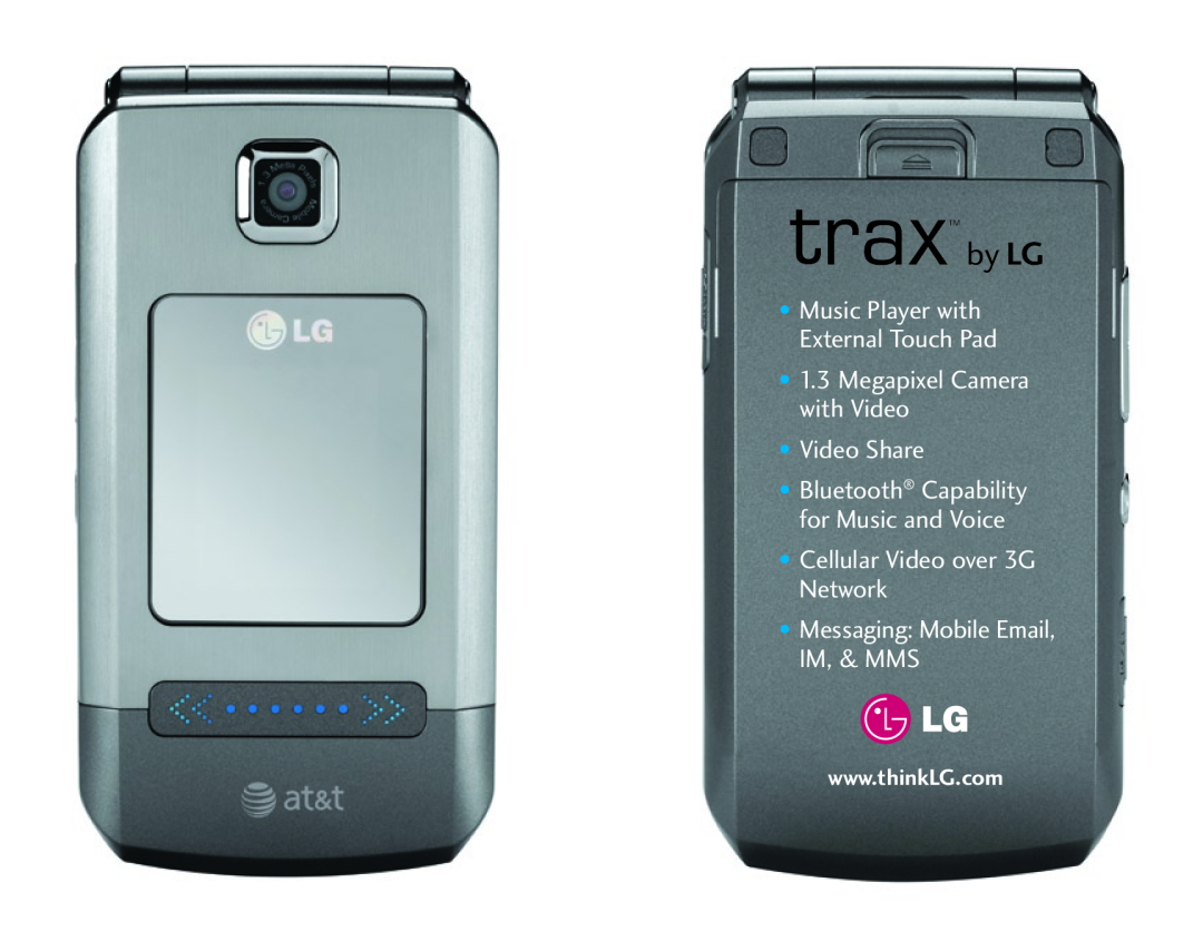 LG Electronics TRAX LOGOS manual Megapixel Camera with Video Video Share, Music Player with External Touch Pad 