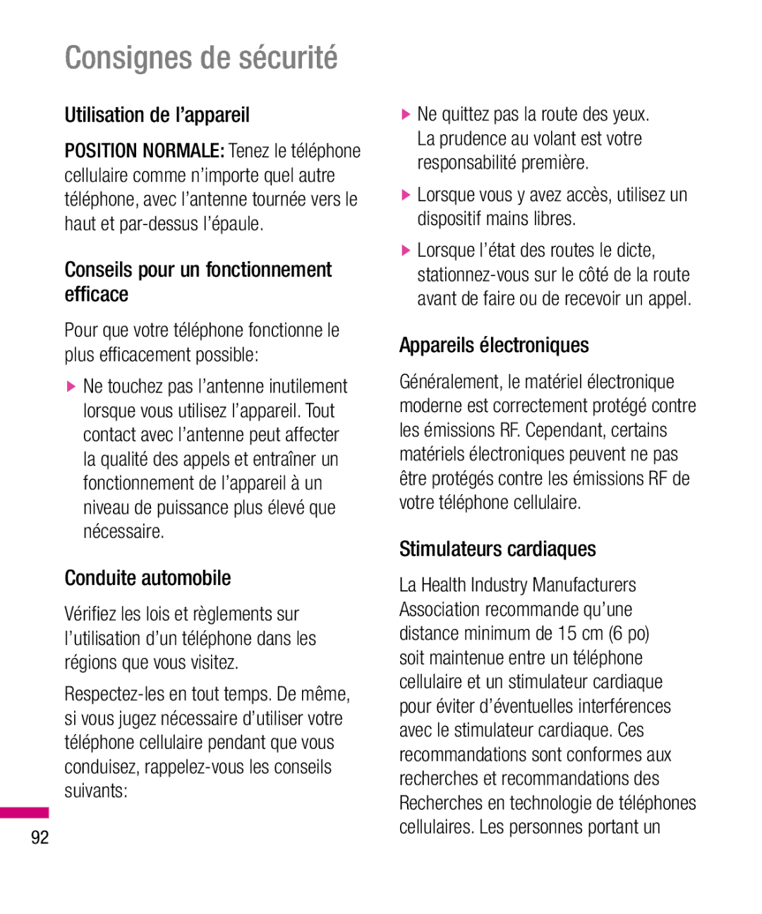 LG Electronics TU330 manual Consignes de sécurité 