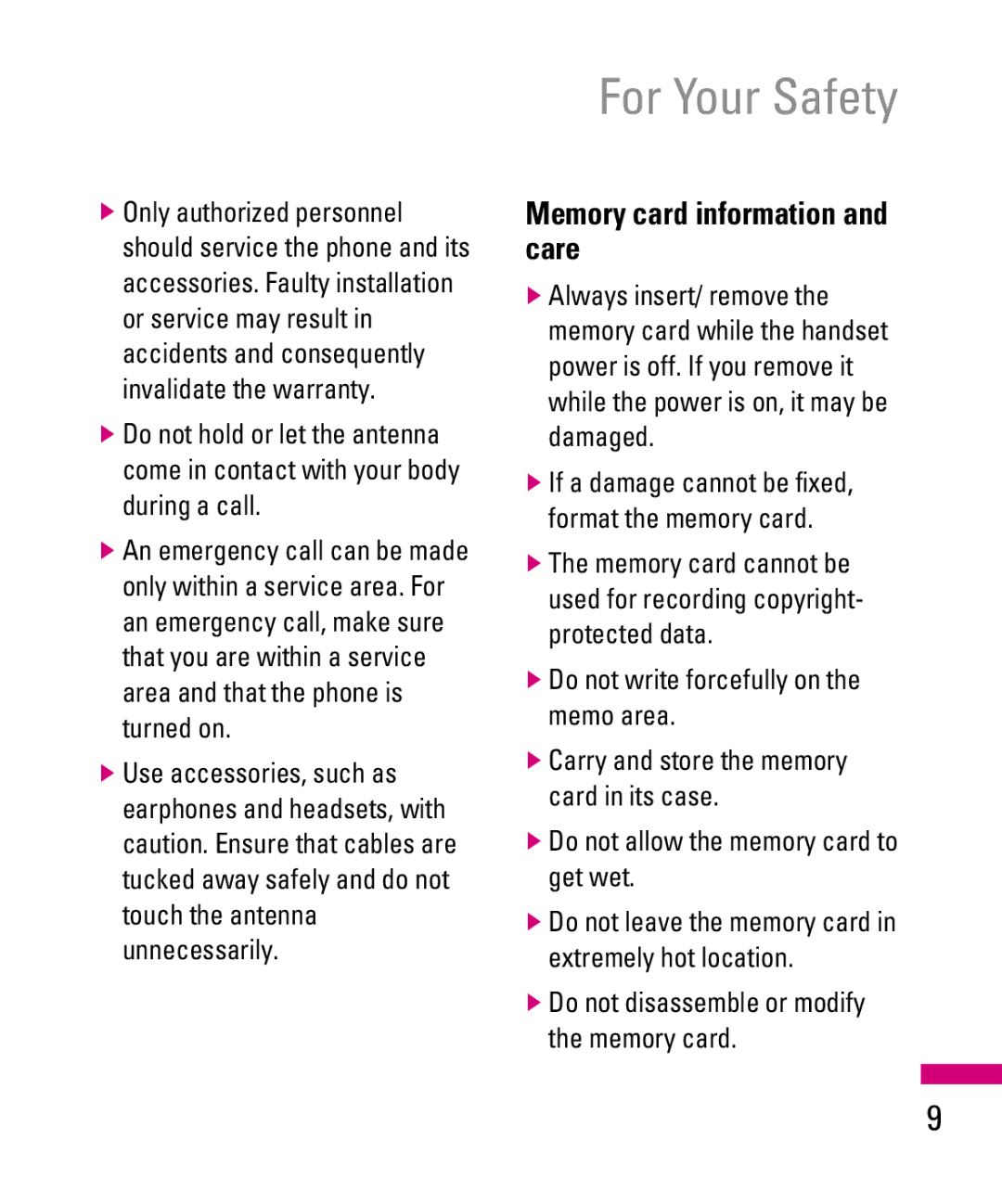 LG Electronics TU500F manual Memory card information and care, Do not write forcefully on the memo area 