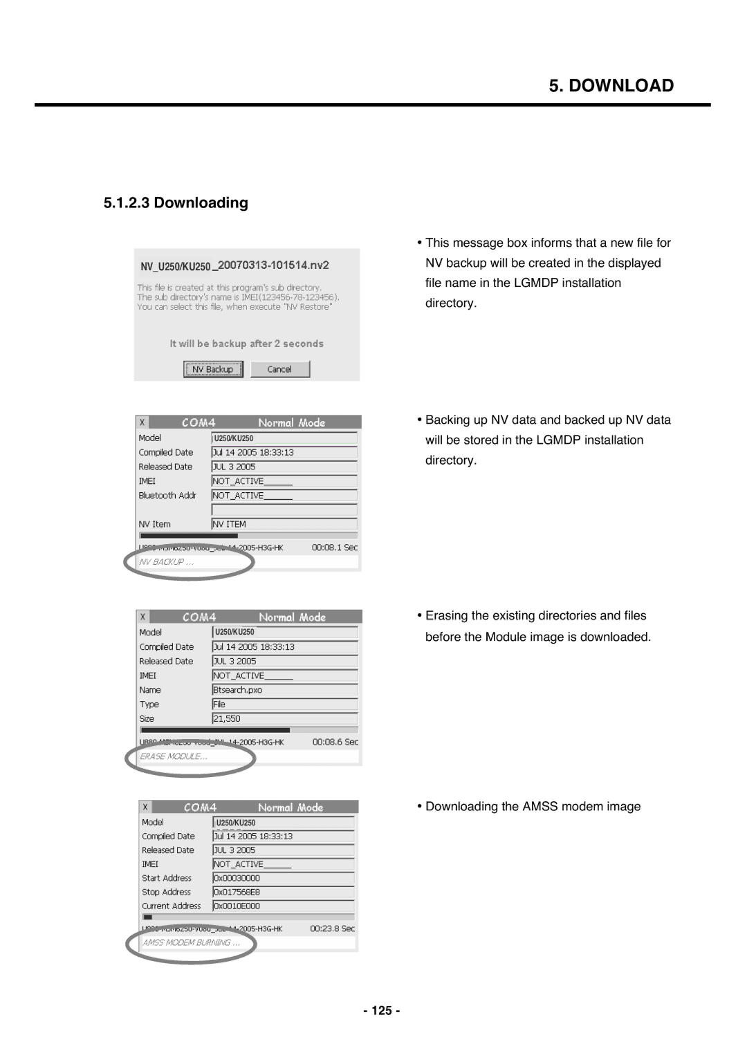 LG Electronics U250 service manual Downloading, 125 