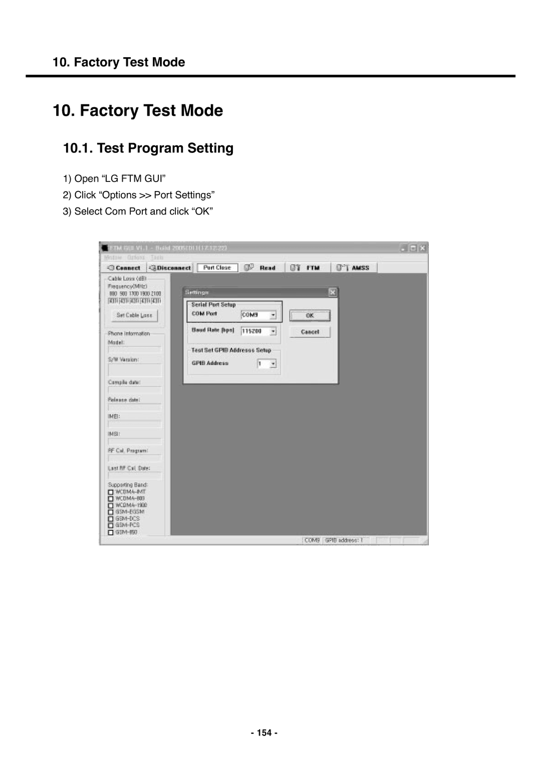 LG Electronics U250 service manual Test Program Setting, 154 