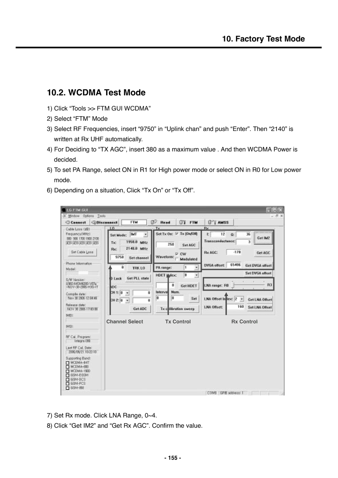 LG Electronics U250 service manual Wcdma Test Mode, 155 