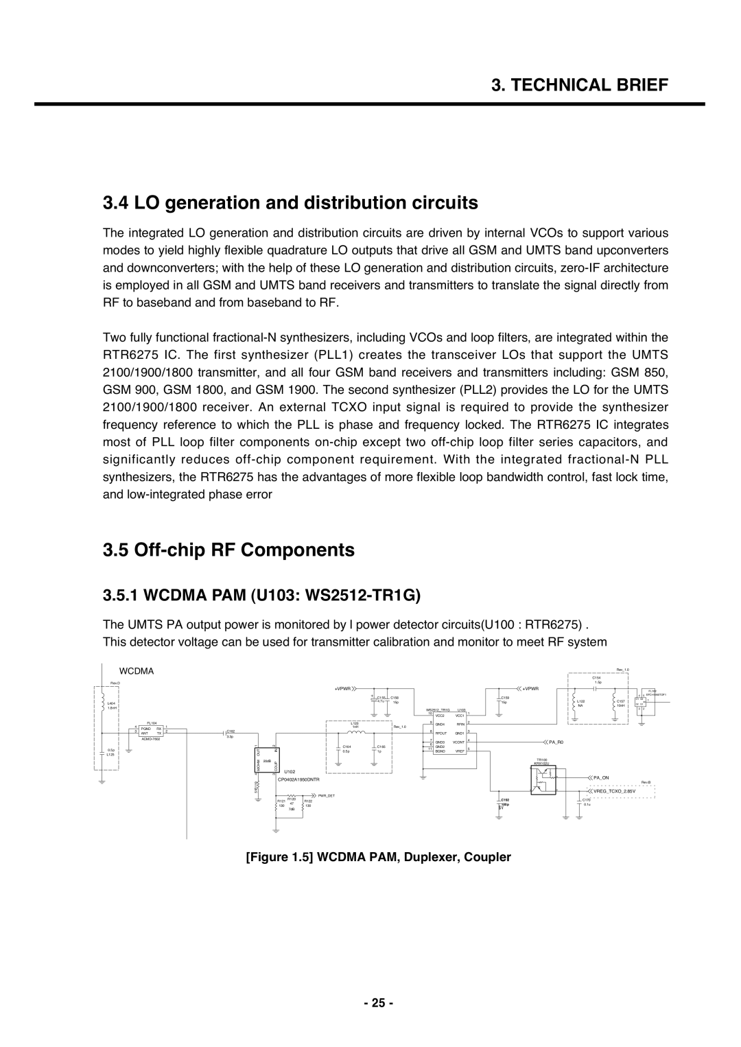 LG Electronics U250 LO generation and distribution circuits, Off-chip RF Components, Wcdma PAM U103 WS2512-TR1G 