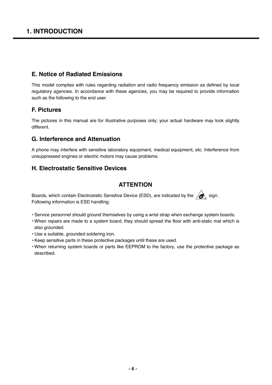 LG Electronics U250 service manual Pictures, Interference and Attenuation, Electrostatic Sensitive Devices 