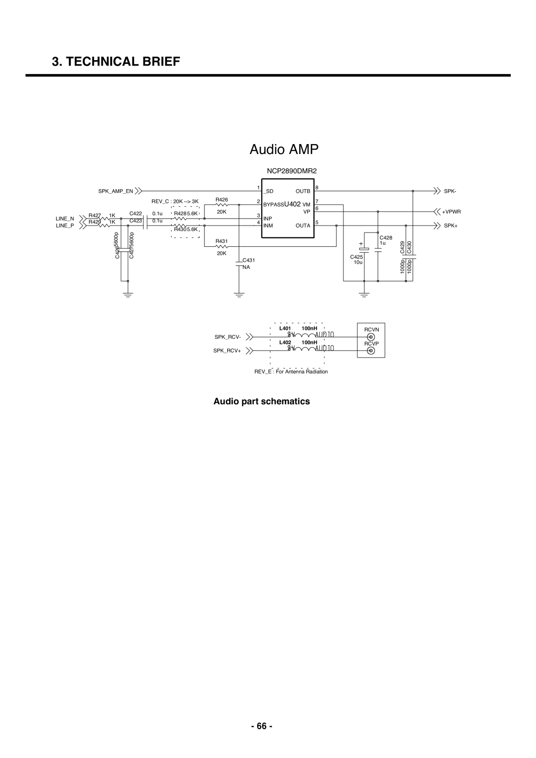 LG Electronics U250 service manual Audio AMP, Audio part schematics 