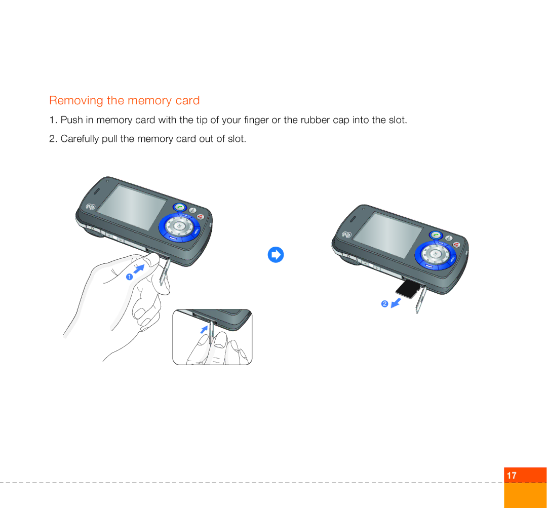 LG Electronics U400 manual Removing the memory card 