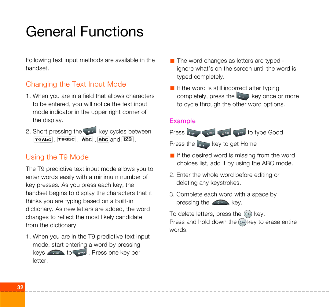 LG Electronics U400 manual Changing the Text Input Mode, Using the T9 Mode 