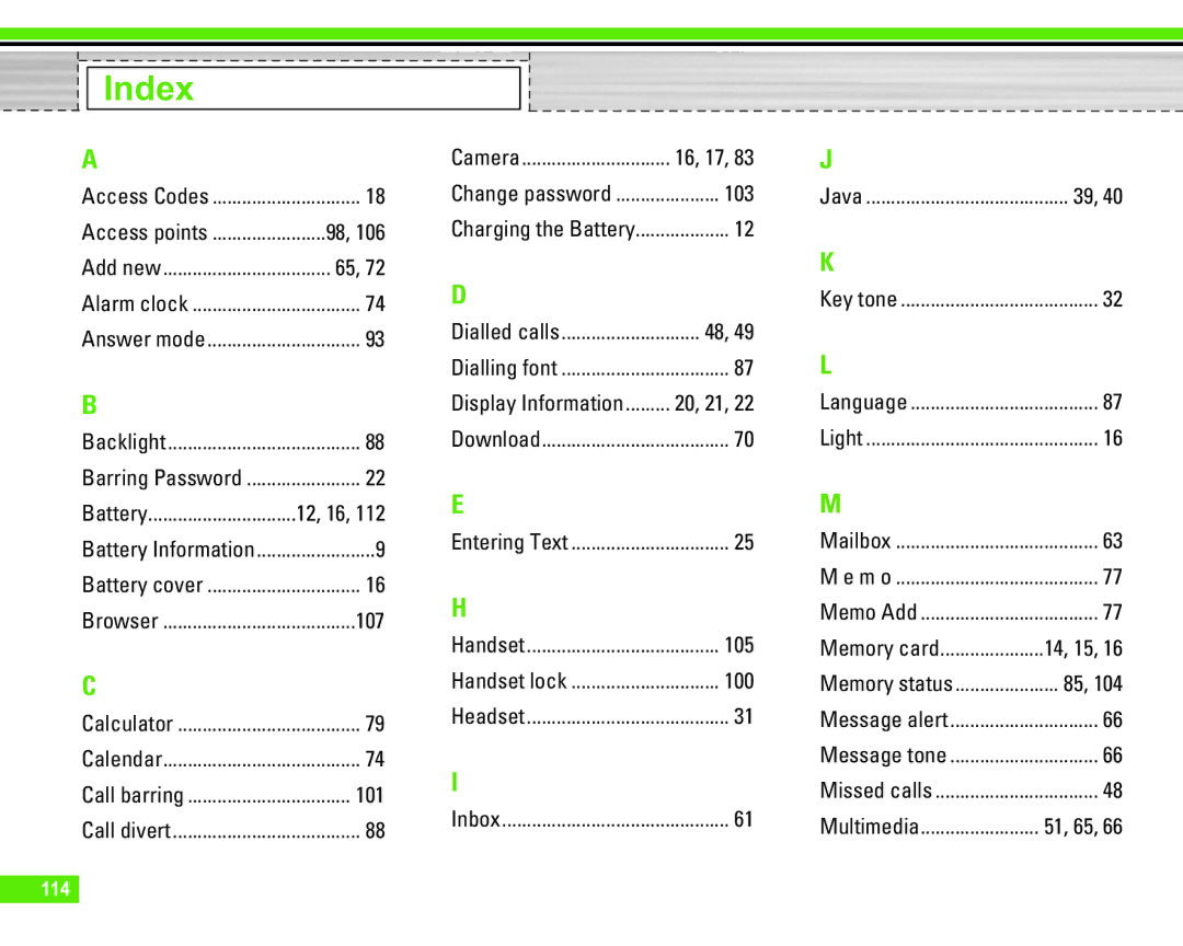 LG Electronics U8290 manual Index 