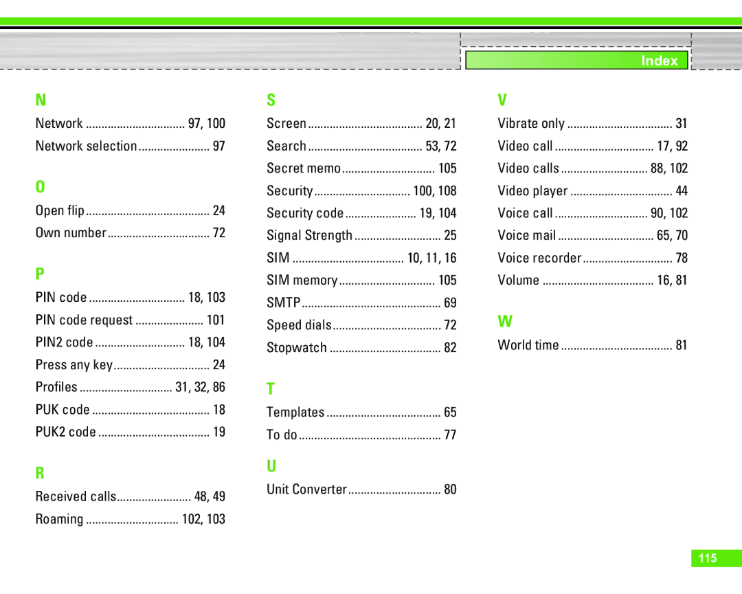 LG Electronics U8290 manual Index 