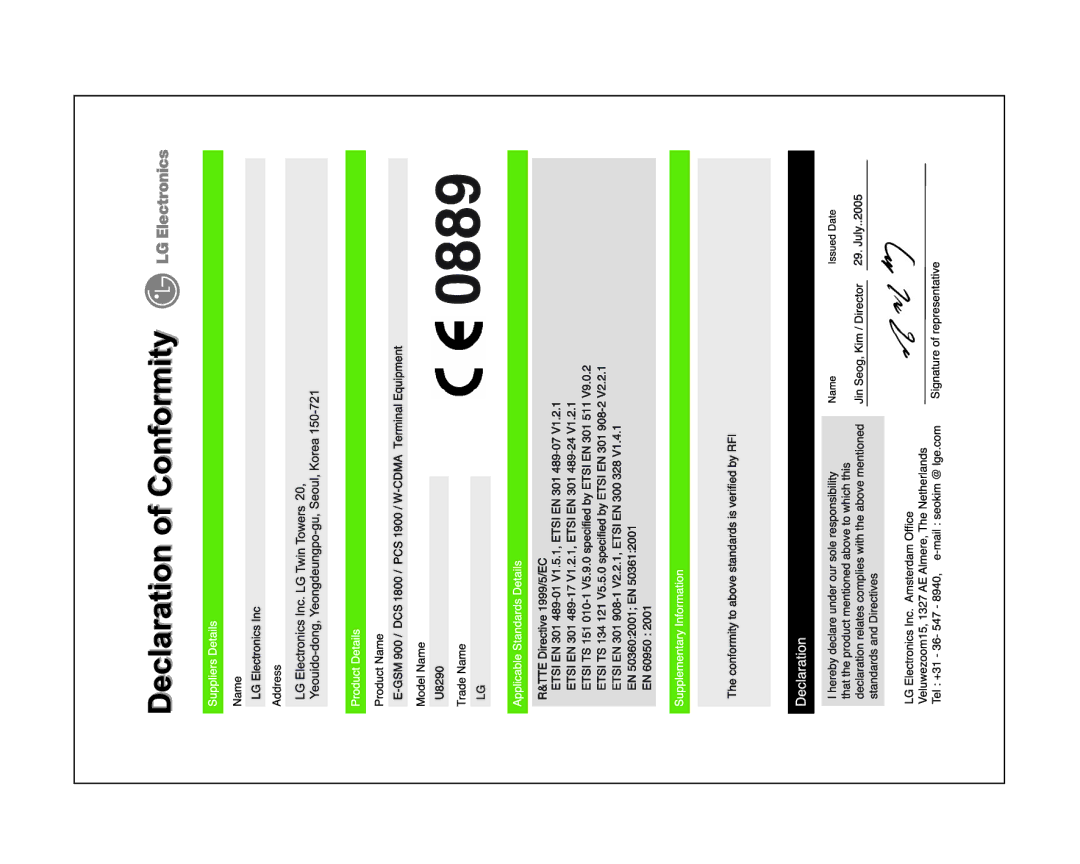 LG Electronics U8290 manual 