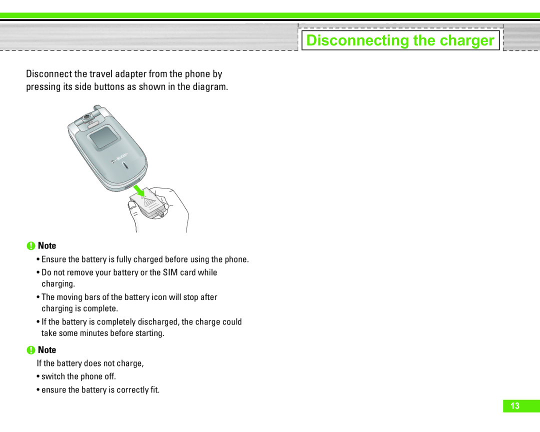 LG Electronics U8290 manual Disconnecting the charger 