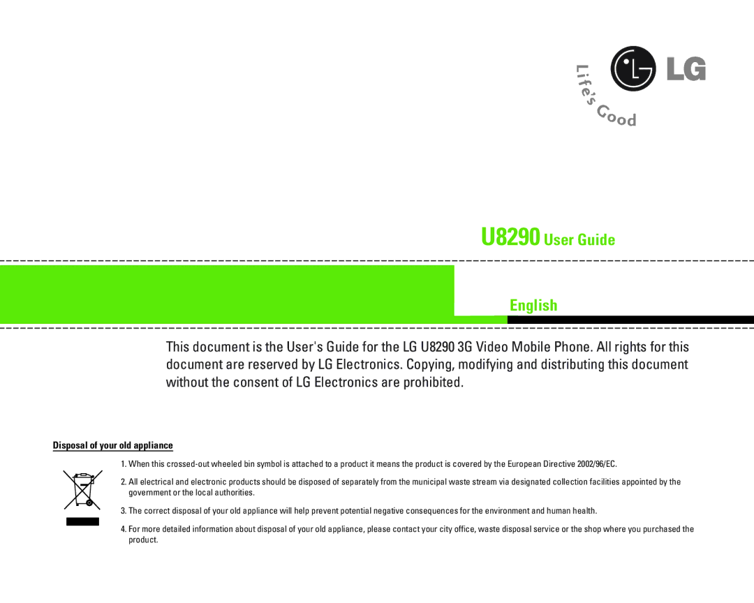 LG Electronics manual U8290 User Guide English 