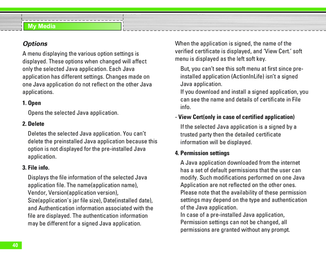 LG Electronics U8290 manual Options 