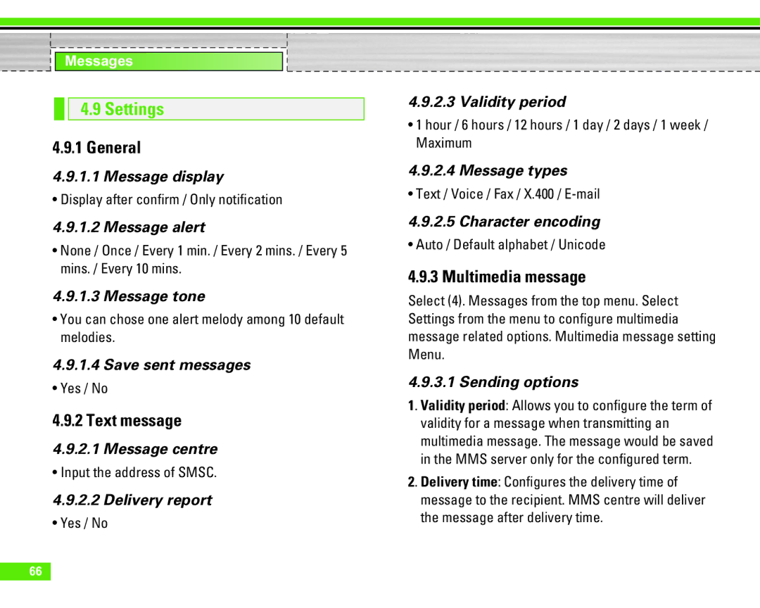 LG Electronics U8290 manual Settings, General 