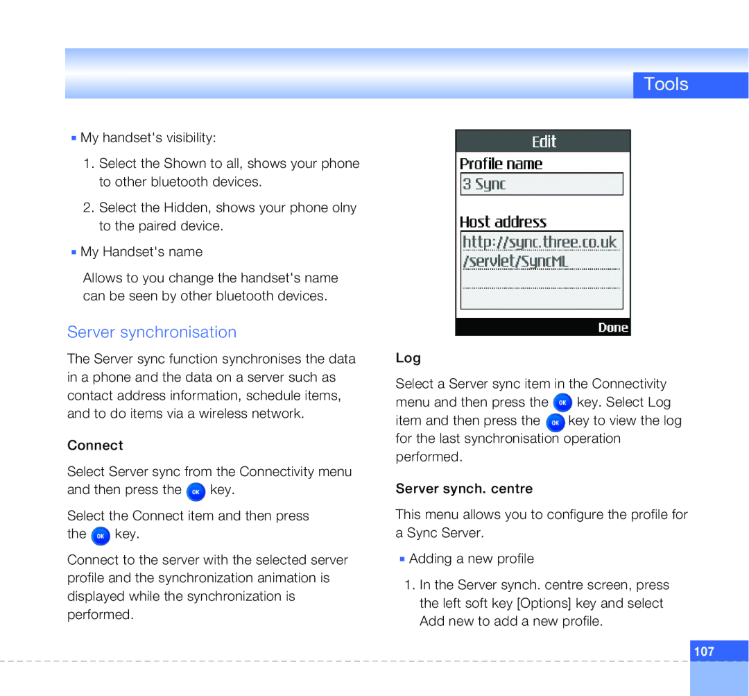 LG Electronics U8360 manual Server synchronisation 