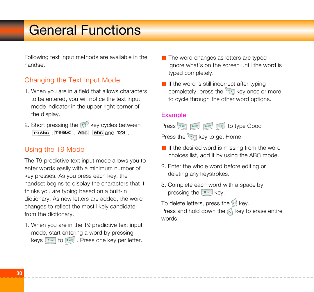 LG Electronics U8360 manual Changing the Text Input Mode, Using the T9 Mode 