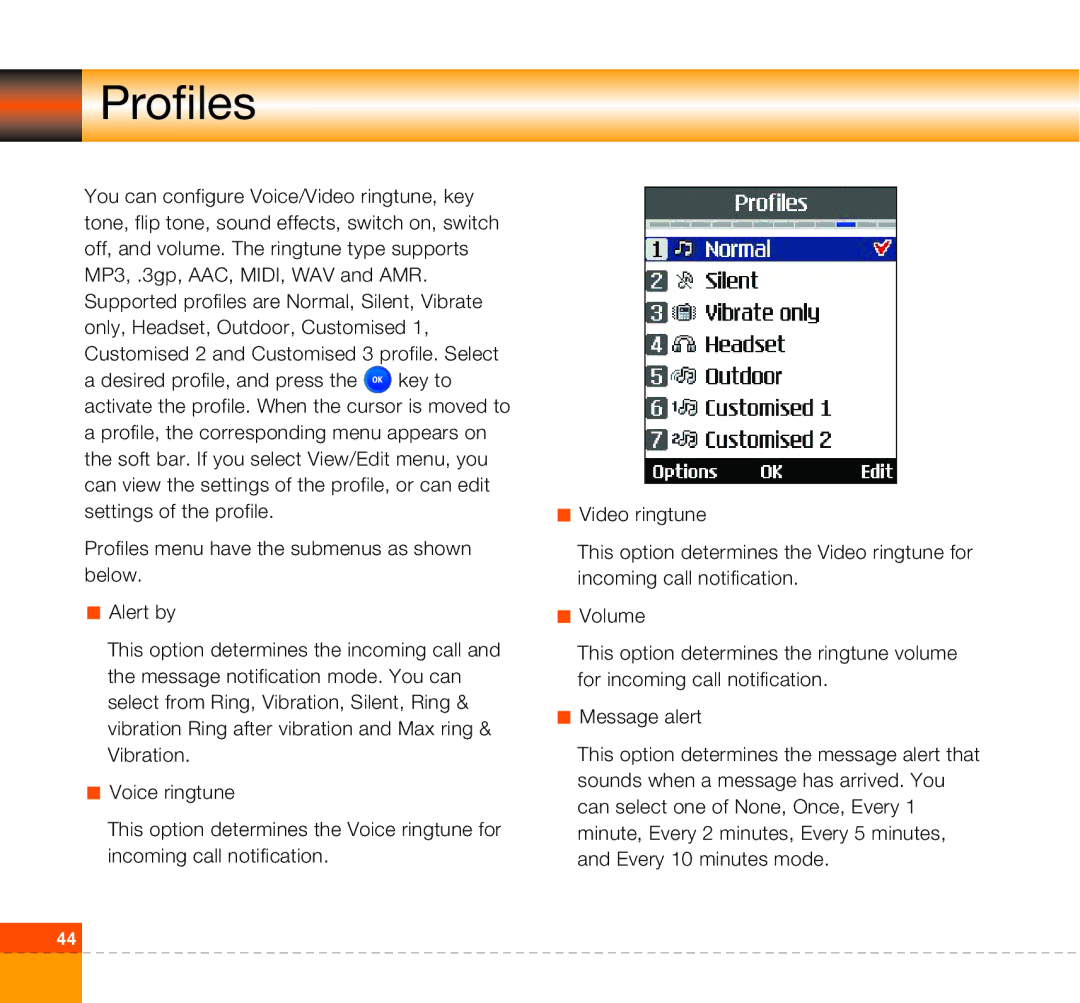 LG Electronics U8360 manual Profiles 