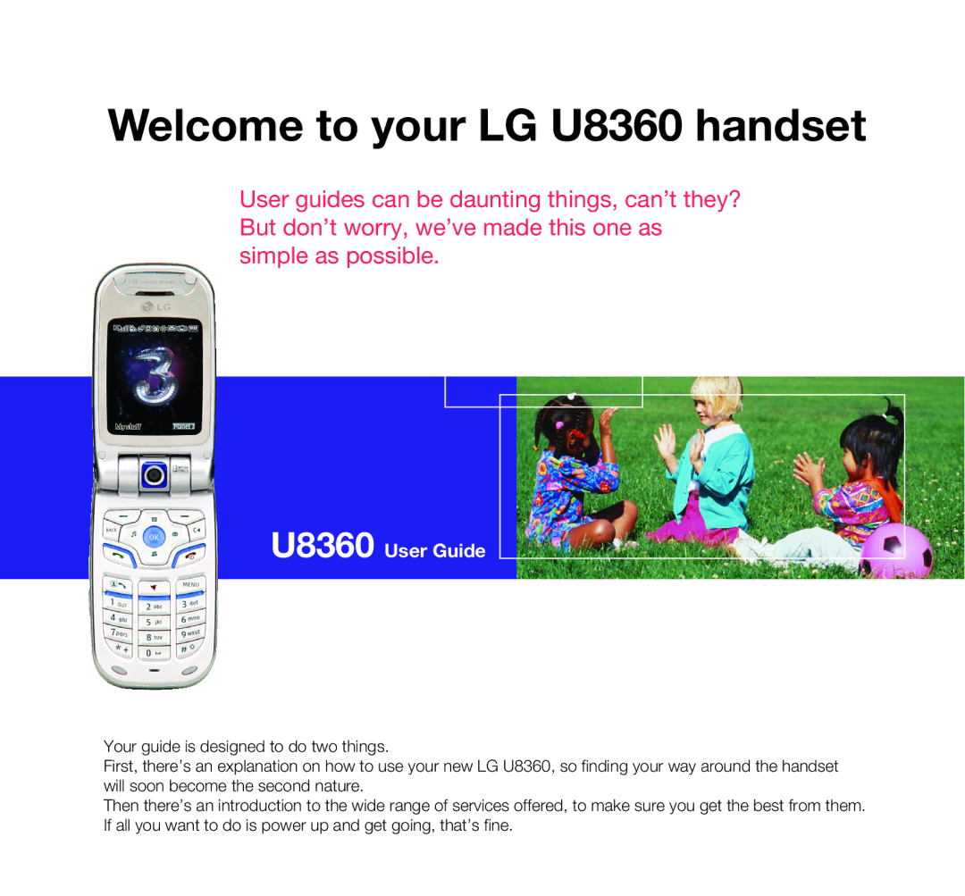 LG Electronics manual Welcome to your LG U8360 handset 