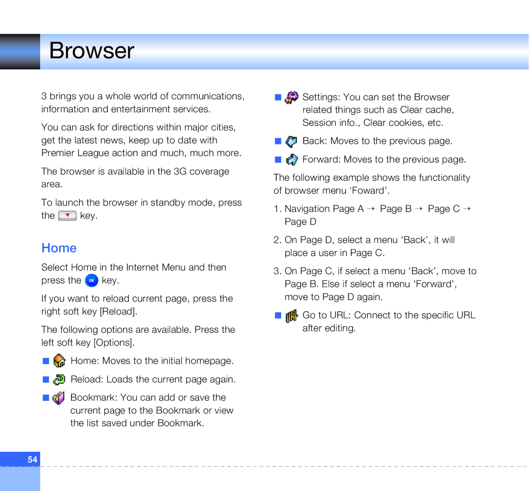 LG Electronics U8360 manual Browser, Home 