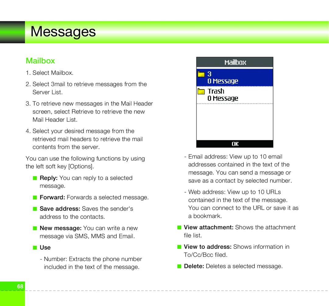 LG Electronics U8360 manual Mailbox, Messages 