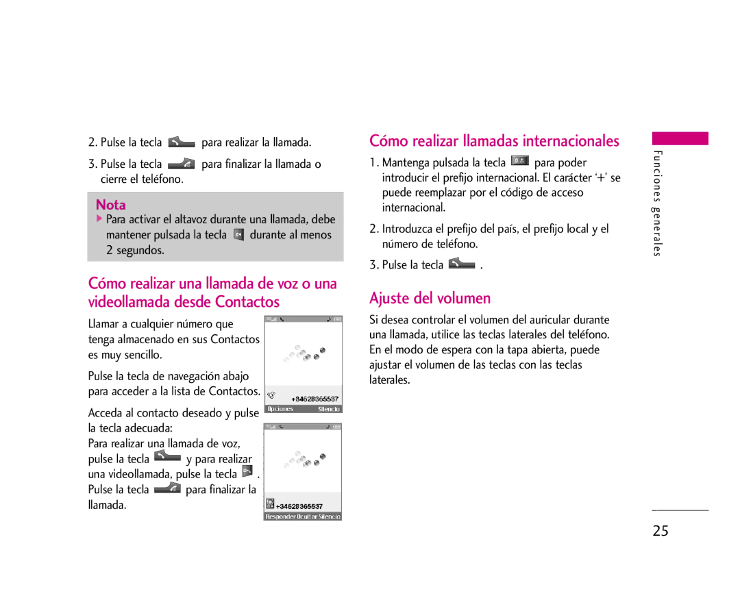 LG Electronics U8500 manual Ajuste del volumen, Pulse la tecla para finalizar la llamada 