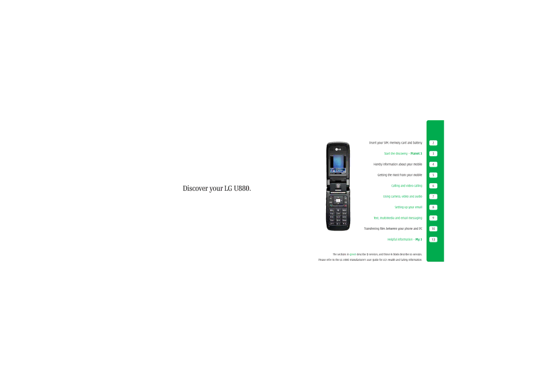 LG Electronics U8803 manual Discover your LG U880, Getting the most from your mobile 
