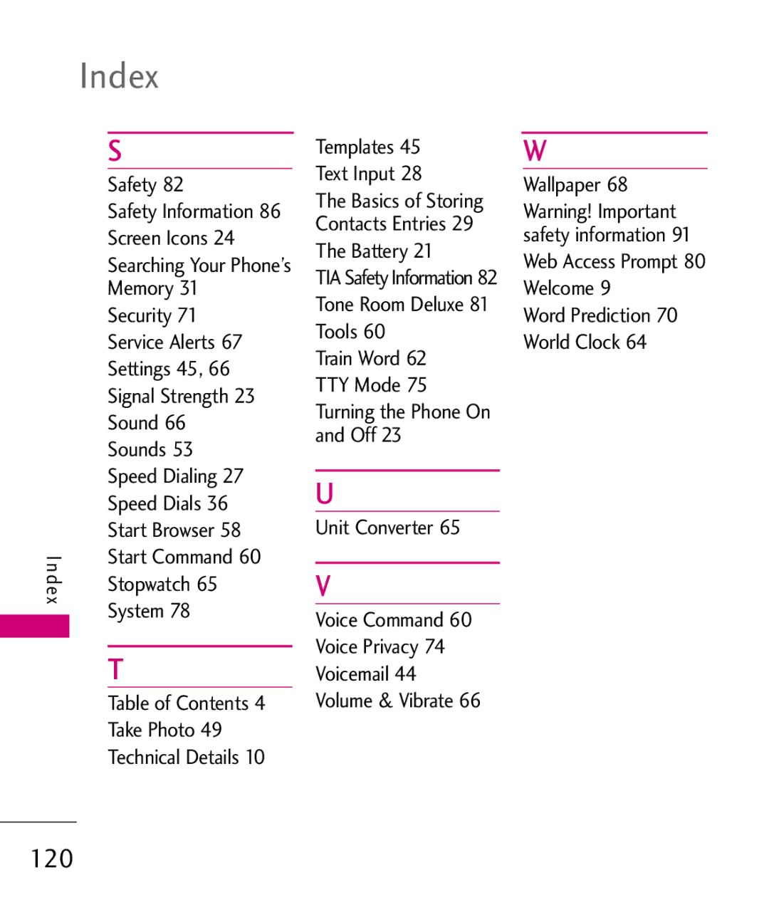 LG Electronics UN150 manual Index 