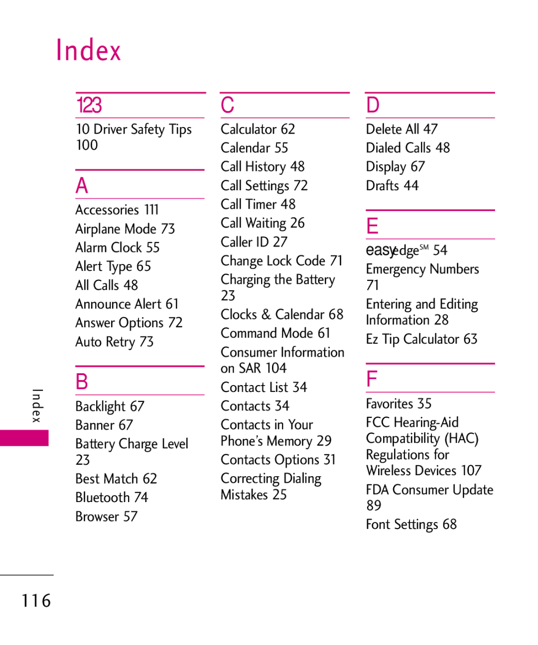 LG Electronics UN200 manual Index, 123 