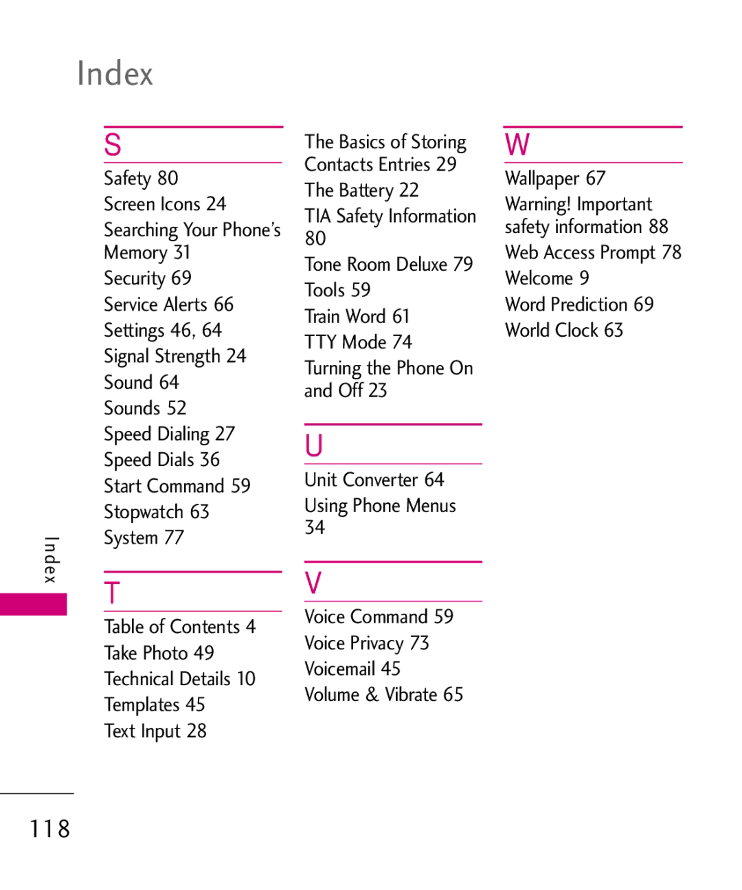 LG Electronics UN200 manual Index 