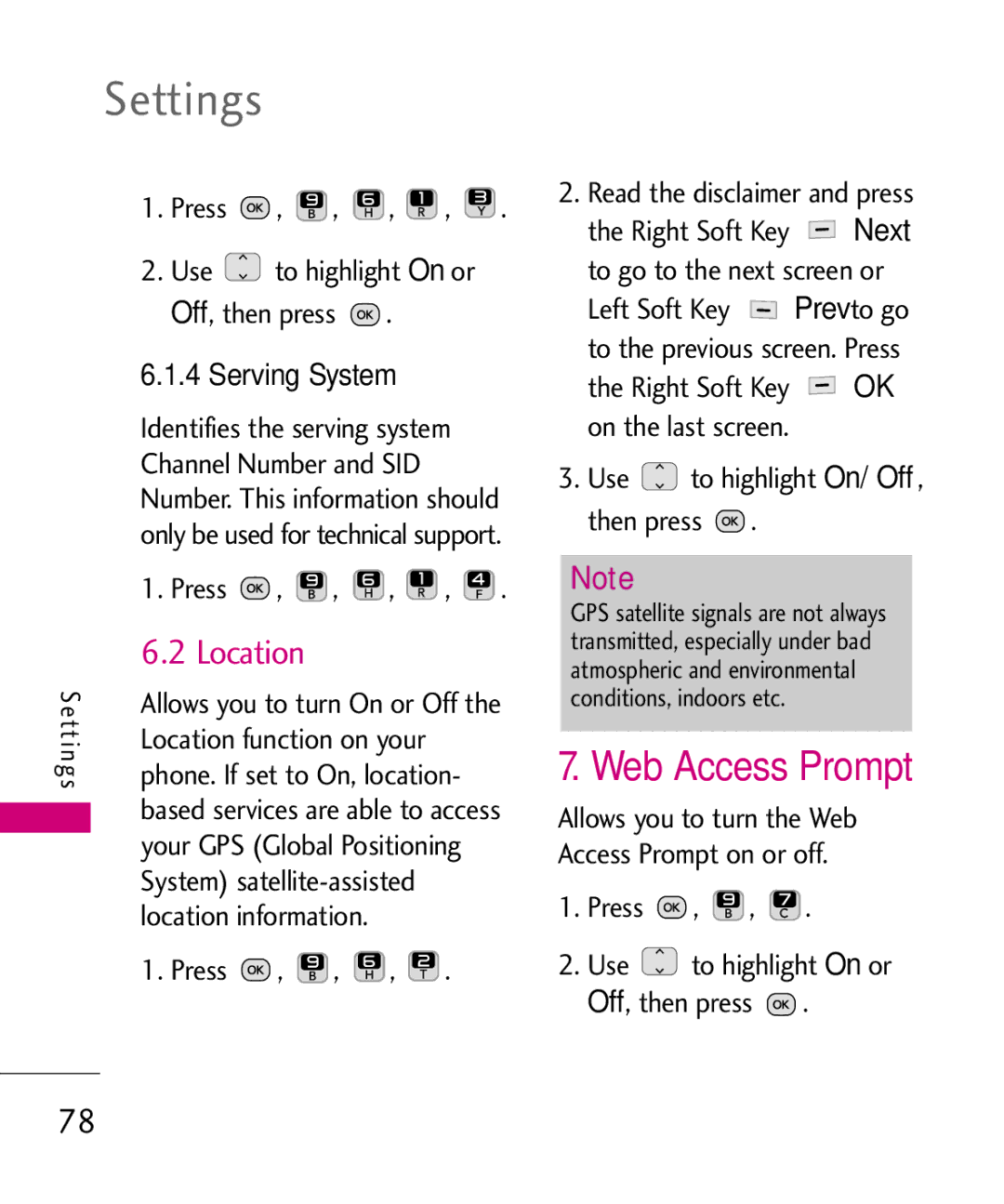 LG Electronics UN200 manual Web Access Prompt, Location 