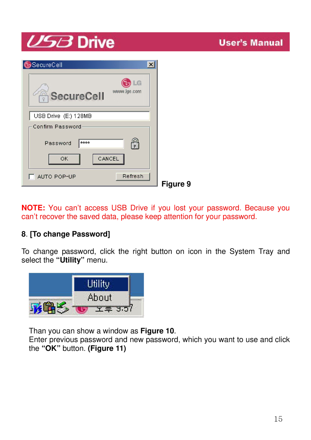 LG Electronics USB Drive manual To change Password 