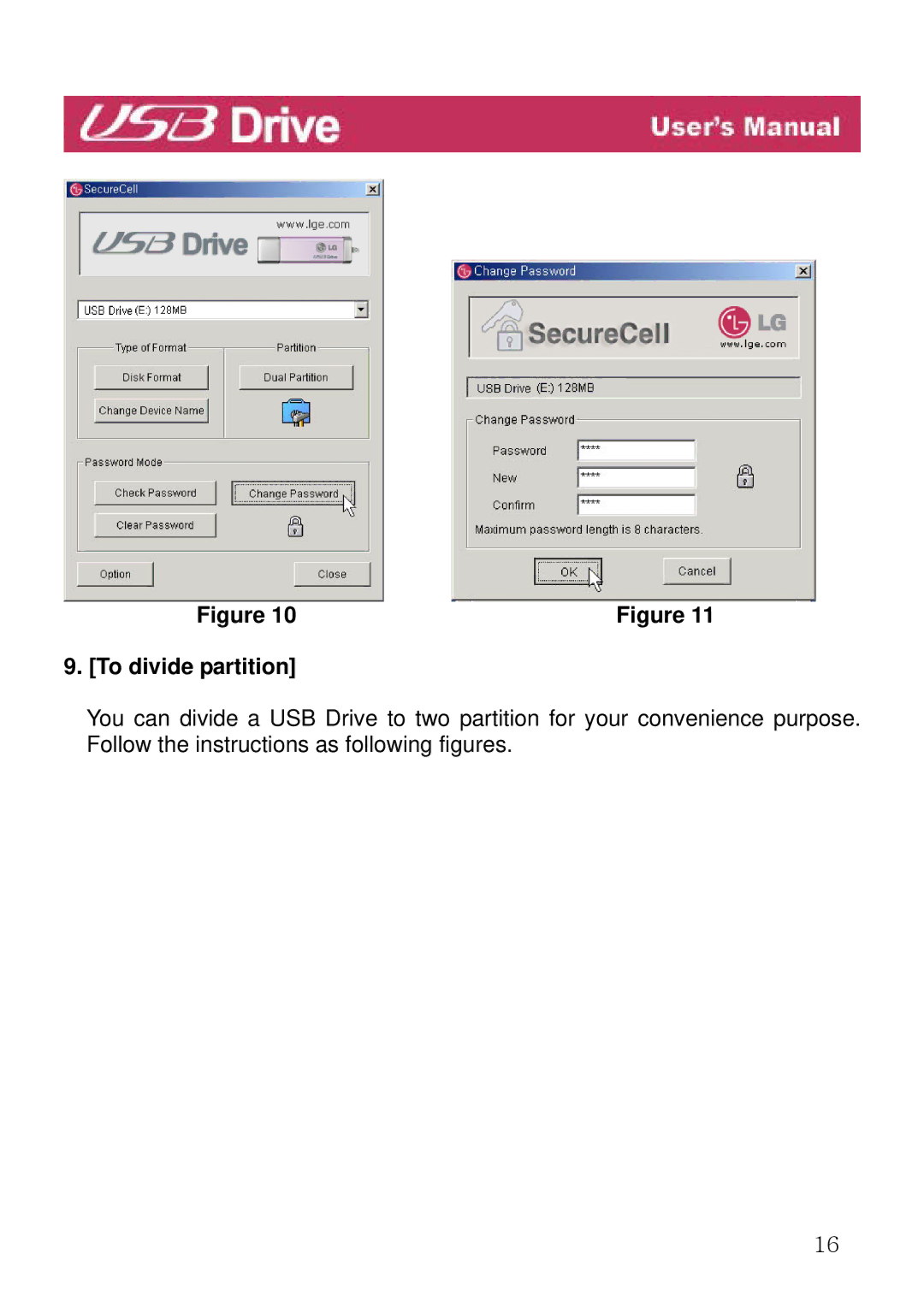 LG Electronics USB Drive manual To divide partition 