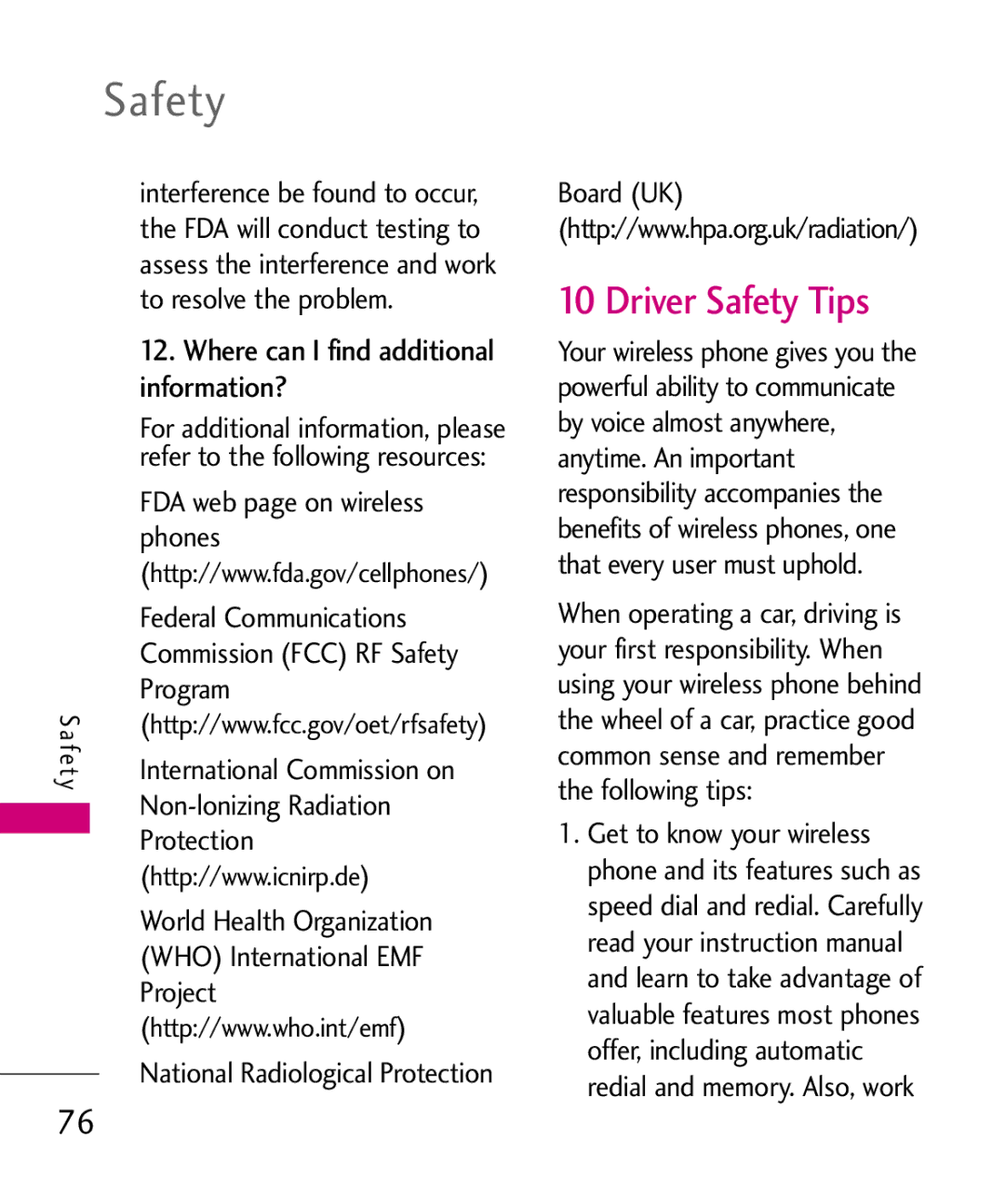 LG Electronics UX145 manual Driver Safety Tips, Information? 