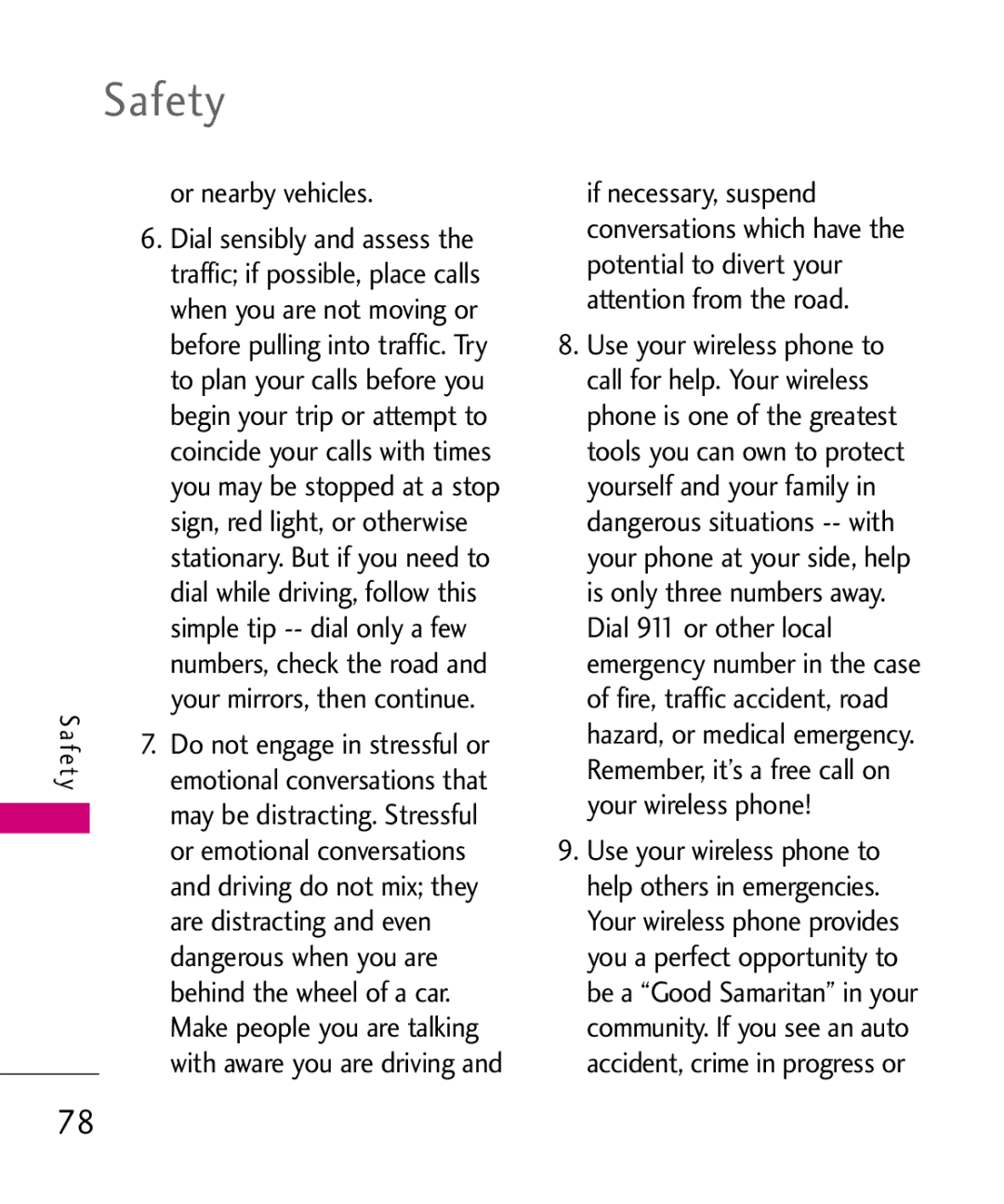 LG Electronics UX145 manual Or nearby vehicles 