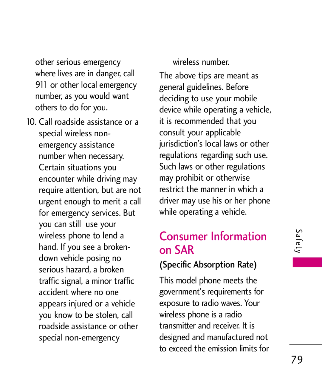 LG Electronics UX145 manual Consumer Information on SAR, Specific Absorption Rate, Wireless number 