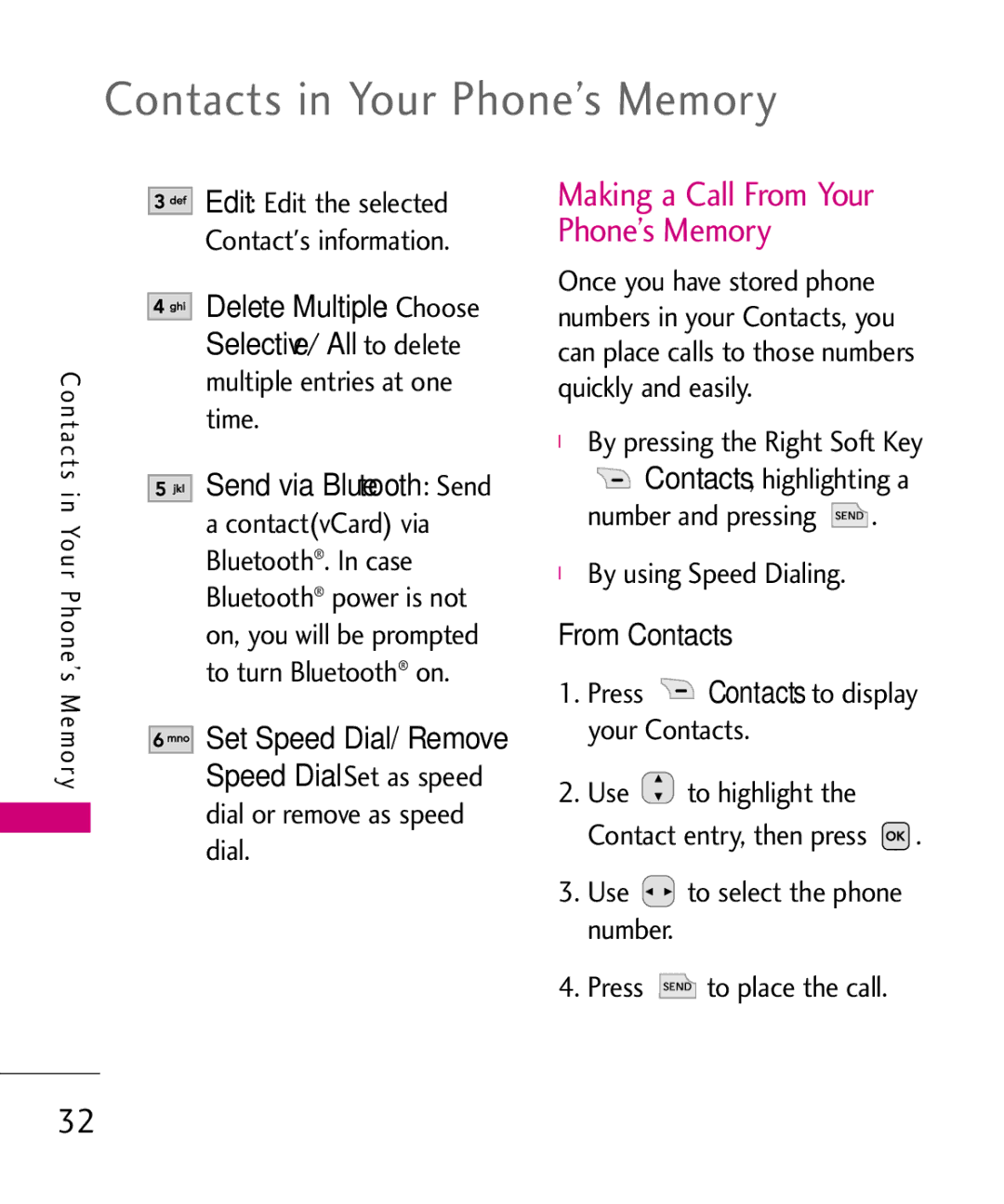 LG Electronics UX220, MMBB0366701(1.0) manual Press Contacts to display your Contacts 