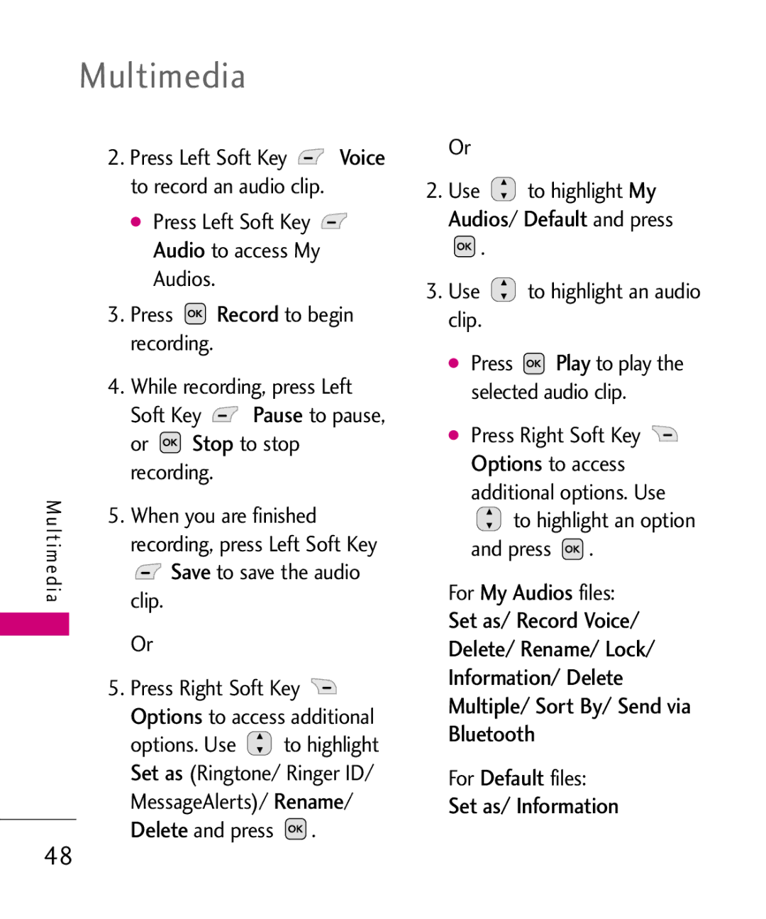 LG Electronics UX220, MMBB0366701(1.0) manual Multimedia, Set as, Default 