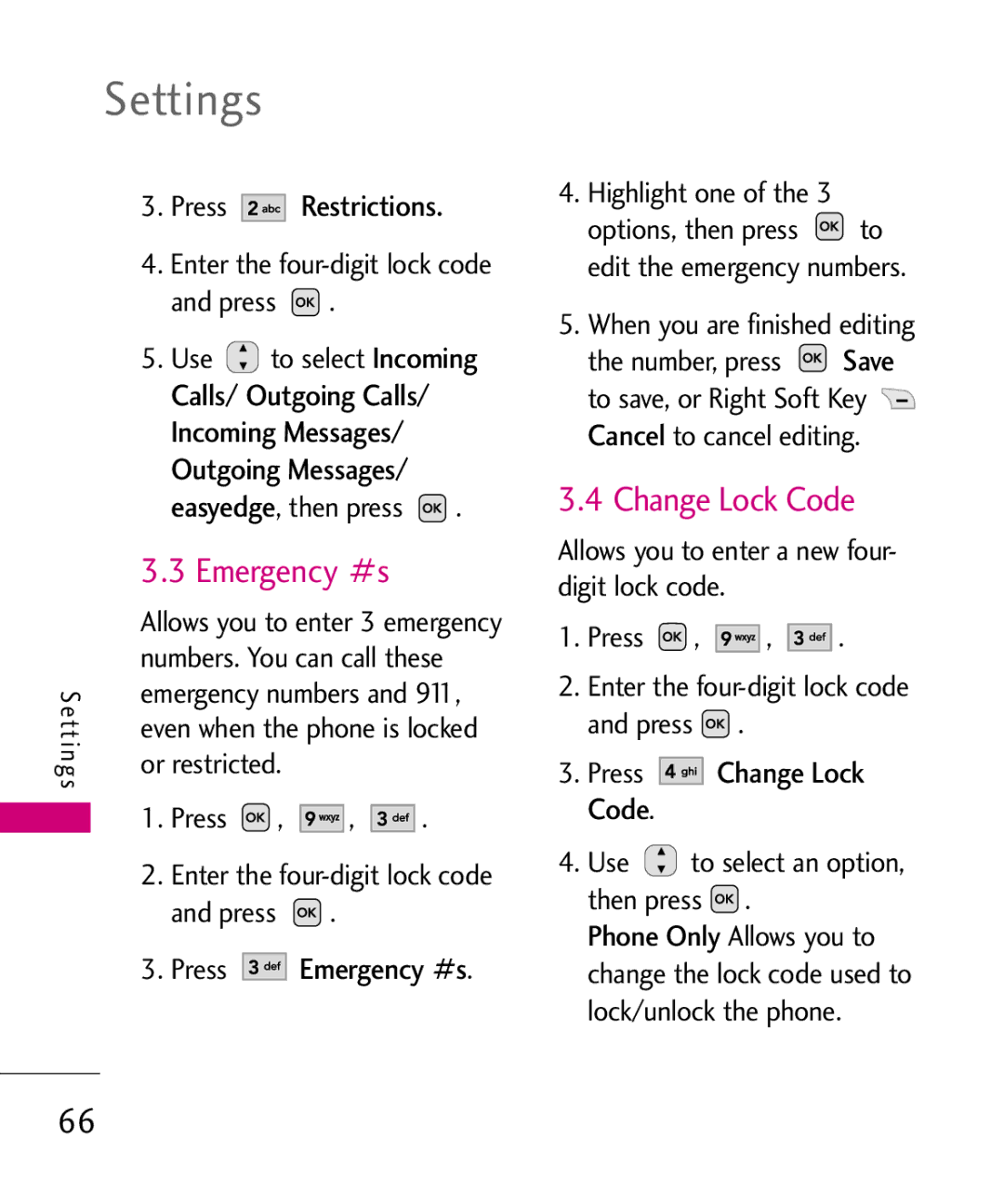 LG Electronics UX220, MMBB0366701(1.0) manual Emergency #s, Change Lock Code 