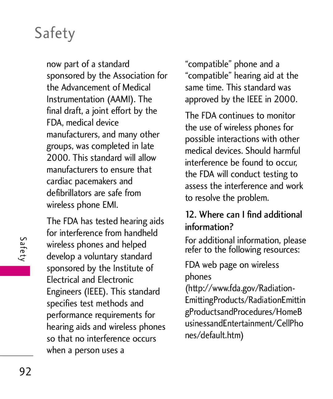 LG Electronics UX220 manual Now part of a standard, Advancement of Medical, Instrumentation AAMI, FDA, medical device 