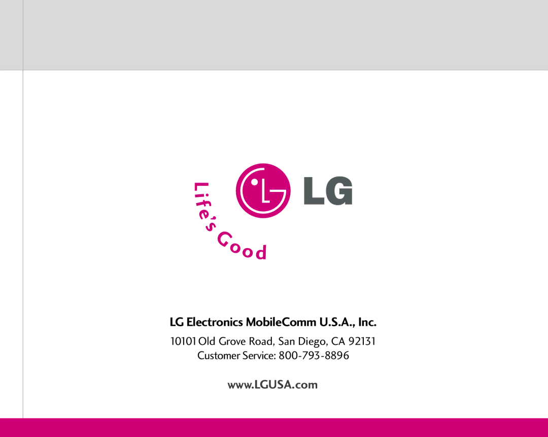 LG Electronics UX245 quick start LG Electronics MobileComm U.S.A., Inc 