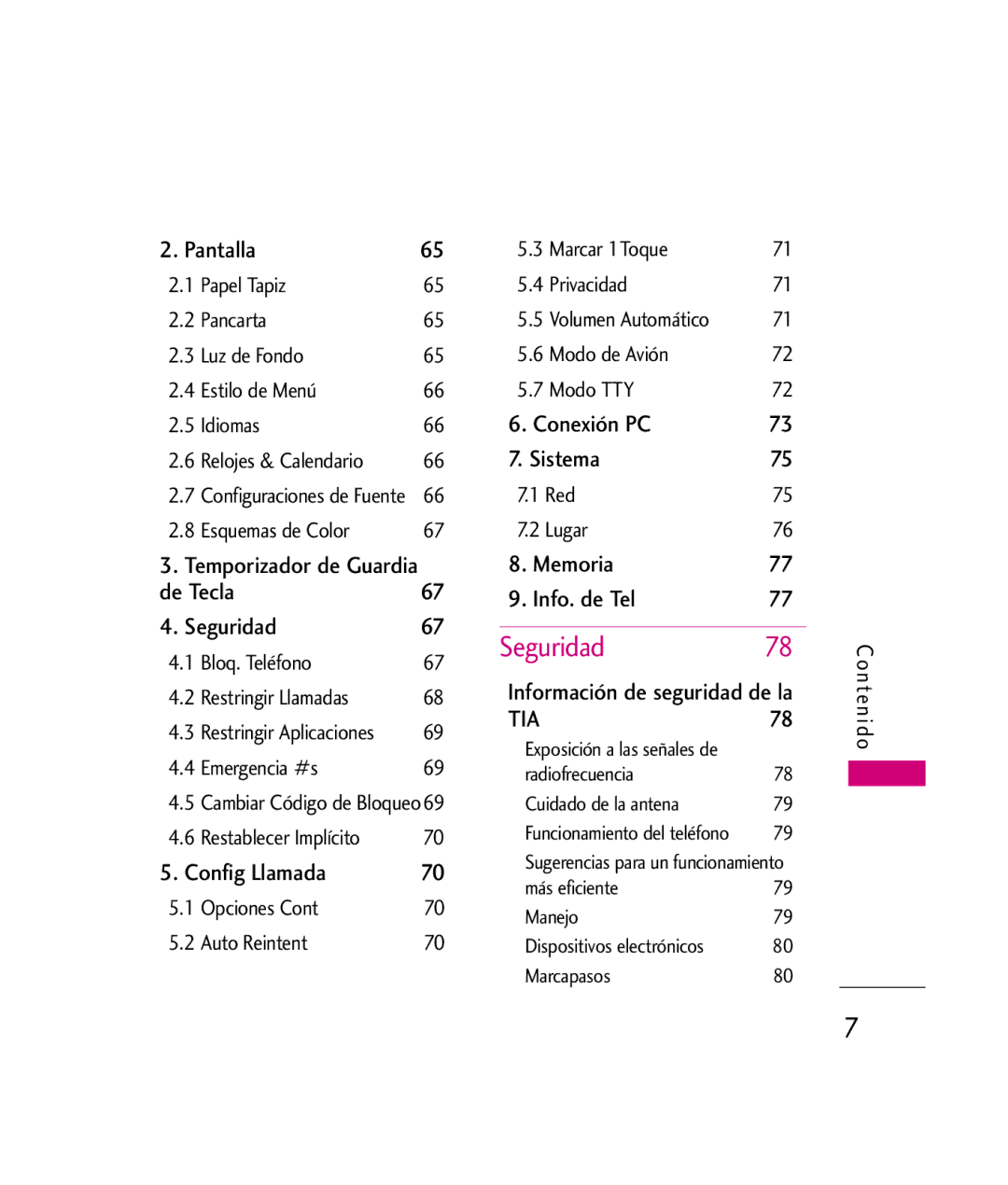 LG Electronics UX260 manual Seguridad 