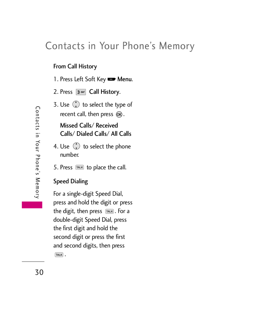 LG Electronics UX260 manual Press Call History, From Call History Press Left Soft Key Menu 