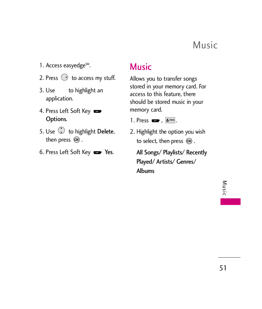 LG Electronics UX260 manual Music 