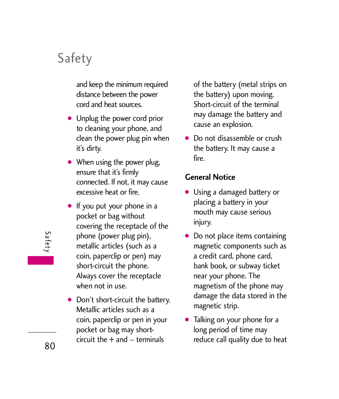 LG Electronics UX260 manual General Notice 