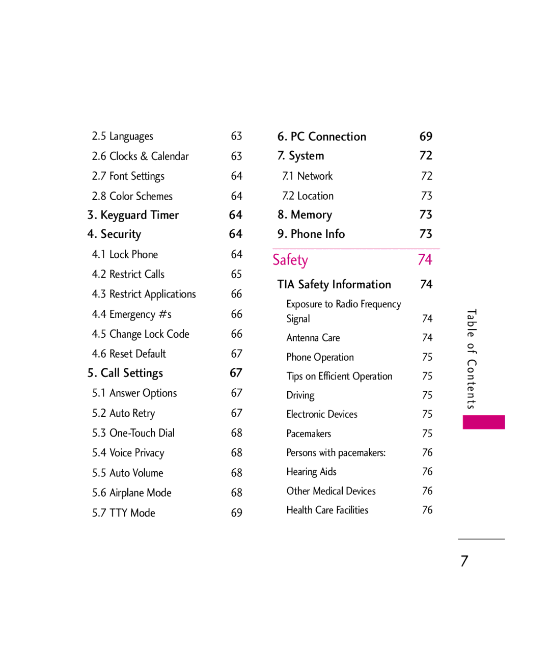 LG Electronics UX260 manual Safety 