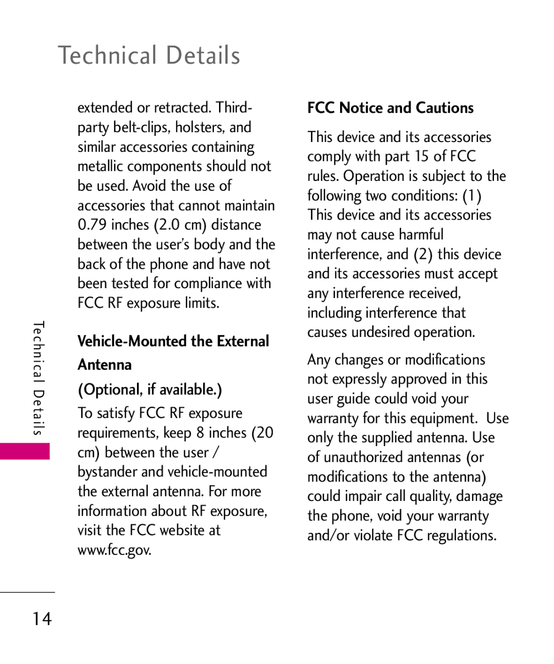 LG Electronics UX265G manual Antenna, Optional, if available, FCC Notice and Cautions, Cm between the user 