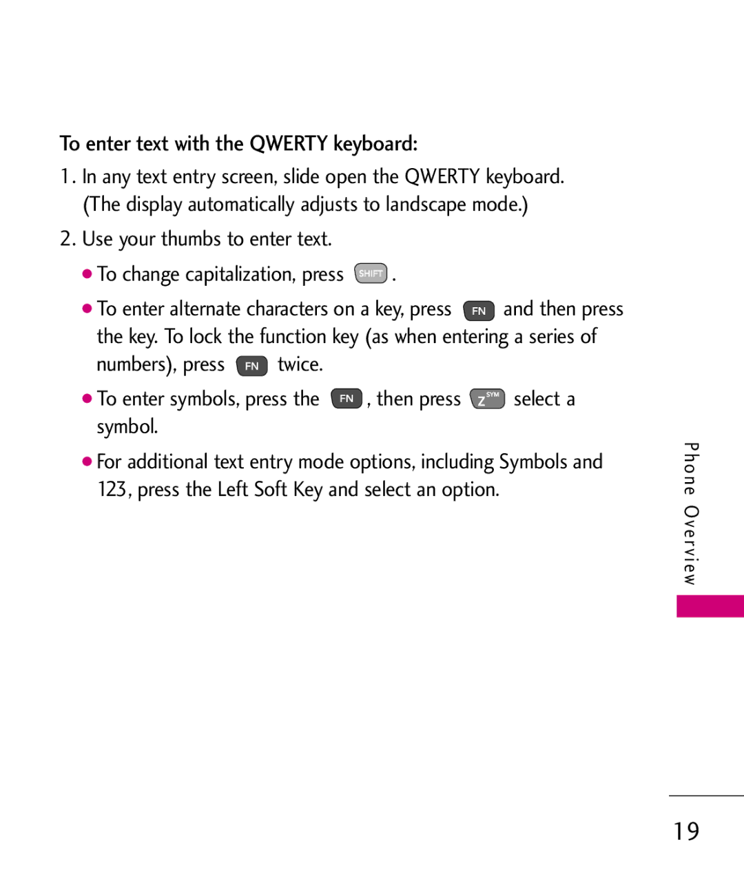 LG Electronics UX265G manual To enter text with the Qwerty keyboard 